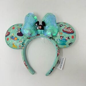 Disney Parks Mickey & Minnie Play in the Park Sequin Headband Bow Ears NWT